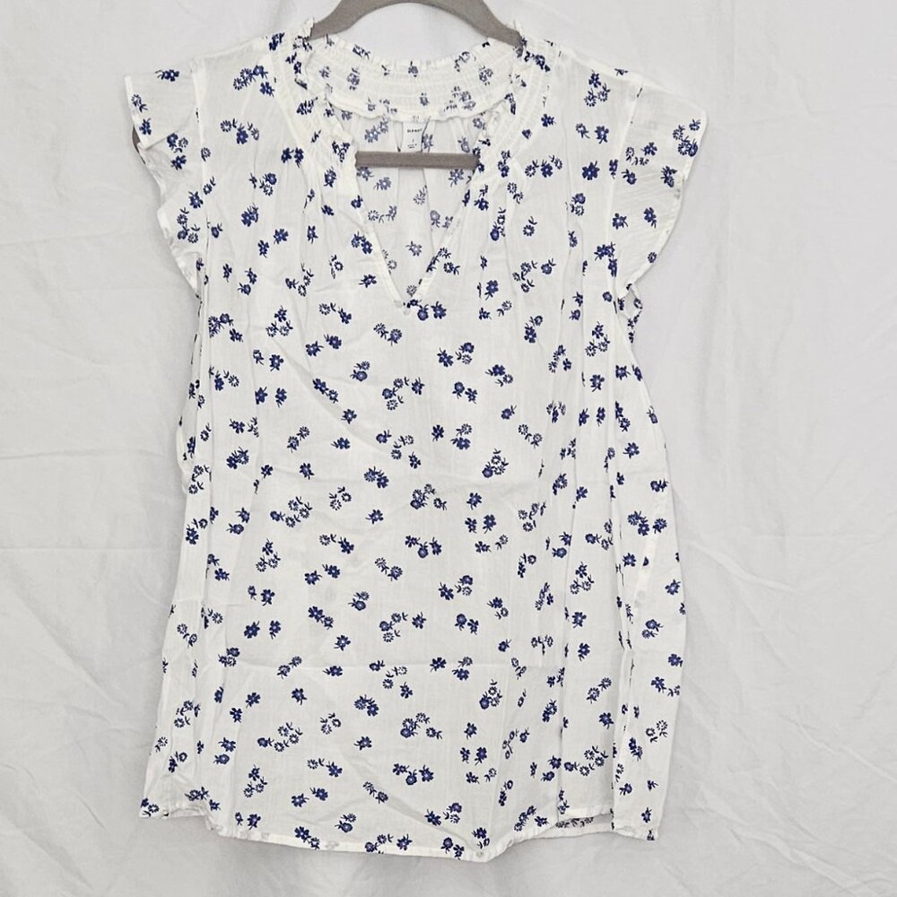 Ruffle-armed, V-neck Blouse